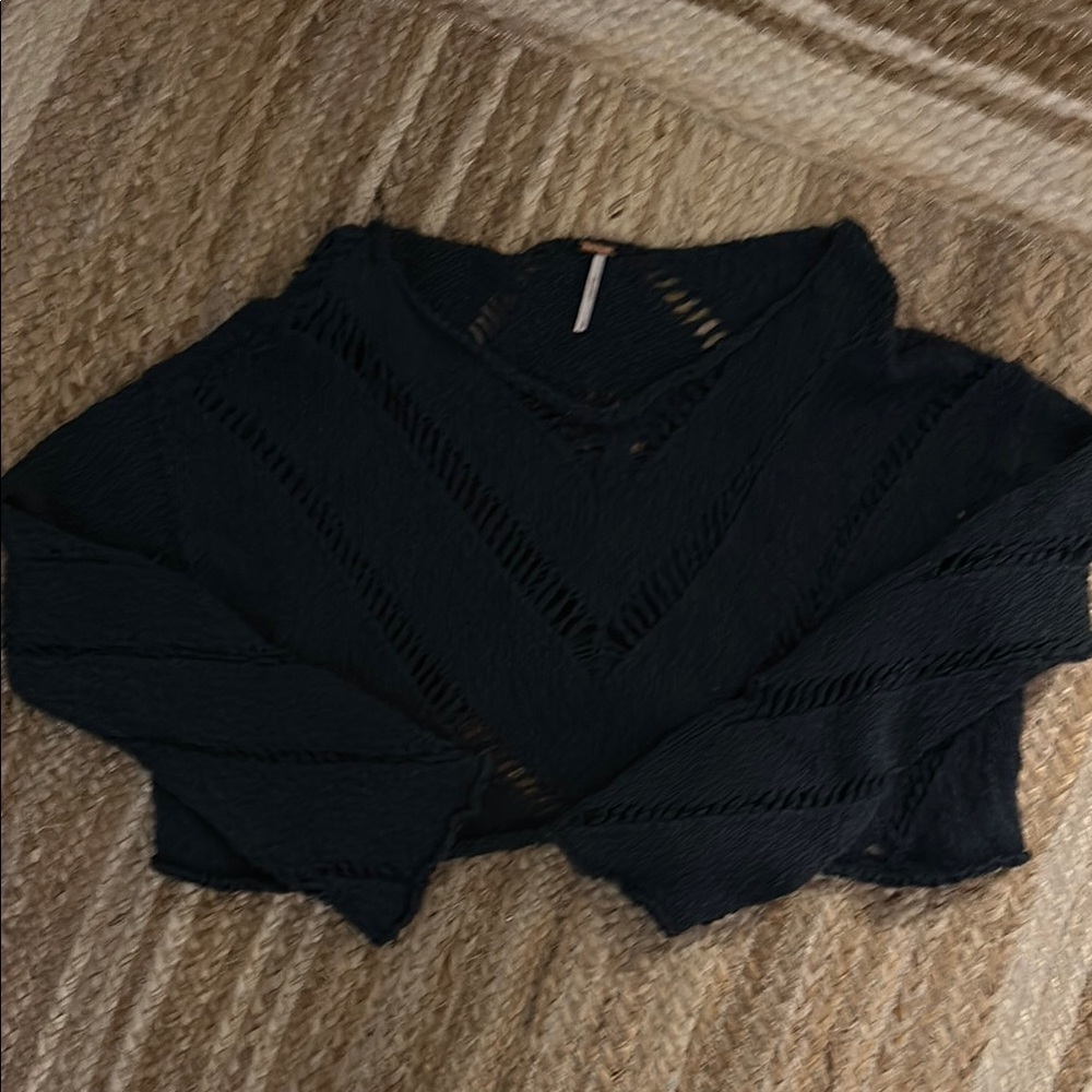 Free People Navy Blue Knit Sweater